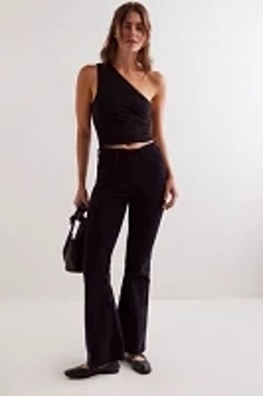 NWT FREE PEOPLE CRVY Karma Cord Flare Jeans WTF $128 SMALL Jet Black
